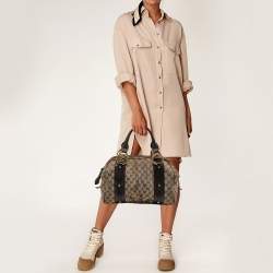 Gucci Beige/Brown GG Canvas and Leather G Interlocking Bowler Bag