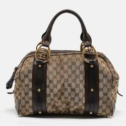 Gucci Beige/Brown GG Canvas and Leather G Interlocking Bowler Bag