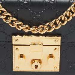 Gucci Black Guccissima Leather Small Padlock Shoulder Bag