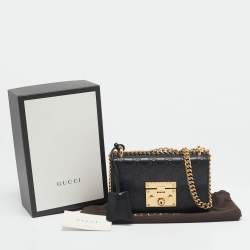 Gucci Black Guccissima Leather Small Padlock Shoulder Bag