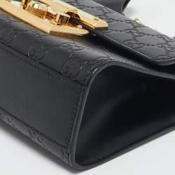 Gucci Black Guccissima Leather Small Padlock Shoulder Bag
