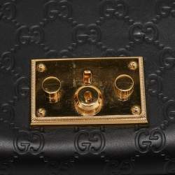 Gucci Black Guccissima Leather Small Padlock Shoulder Bag