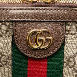 Gucci Brown Canvas Medium GG Supreme Ophidia Web Satchel Bag