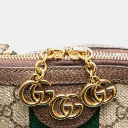 Gucci Brown Canvas Medium GG Supreme Ophidia Web Satchel Bag