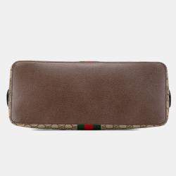 Gucci Brown Canvas Medium GG Supreme Ophidia Web Satchel Bag