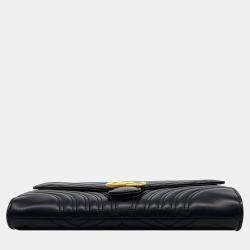Gucci Black Leather GG Marmont Clutch Bag