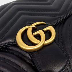 Gucci Black Leather GG Marmont Clutch Bag