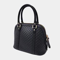 Pre Owned Gucci Black Leather Micro Cimaline Mini Dome bag
