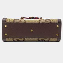 مملوكة مسبقًا Gucci Beige Brown Coated Canvas and Leather Diana Bamboo Small Tote Bag