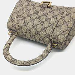 Pre Owned Gucci Beige PVC X Hourglass Top Handle Bag S
