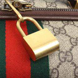 Gucci Beige Brown Canvas and Leather Savoy Small Suitcase