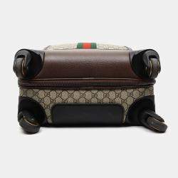 Gucci Beige Brown Canvas and Leather Savoy Small Suitcase