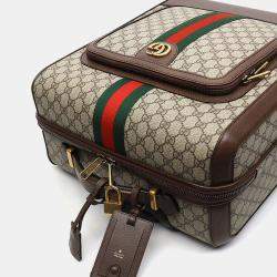 Gucci Beige Brown Canvas and Leather Savoy Small Suitcase