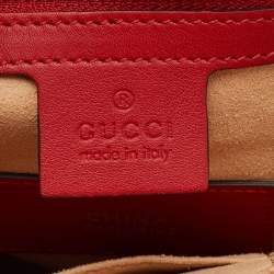 Pre Owned Gucci Red/Beige GG Supreme Canvas Small Embroidered Limited Edition Backpack
