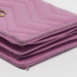 Gucci Purple Matelassé Leather GG Marmont Card Case