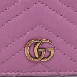Gucci Purple Matelassé Leather GG Marmont Card Case