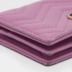 Gucci Purple Matelassé Leather GG Marmont Card Case