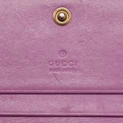 Gucci Purple Matelassé Leather GG Marmont Card Case
