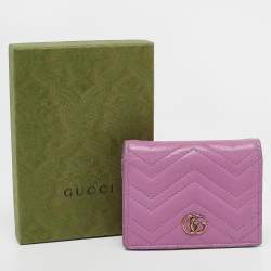Gucci Purple Matelassé Leather GG Marmont Card Case