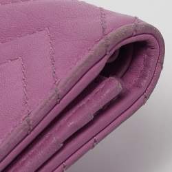 Gucci Purple Matelassé Leather GG Marmont Card Case