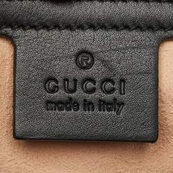 Pre Owned Gucci Black Matelassé Leather Medium GG Marmont Tote