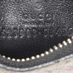 Pre Owned Gucci Beige/Black GG Supreme Canvas and Leather Kingsnake Lanyard Card Holder