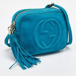 Gucci Blue Nubuck Leather Small Soho Disco Crossbody Bag
