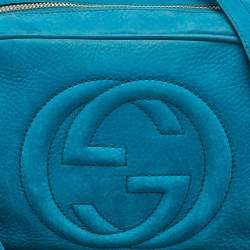 Gucci Blue Nubuck Leather Small Soho Disco Crossbody Bag
