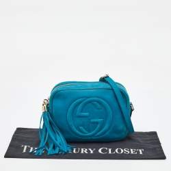 Gucci Blue Nubuck Leather Small Soho Disco Crossbody Bag
