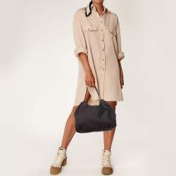 Gucci Dark Brown GG Nylon and Leather Colbert Hobo