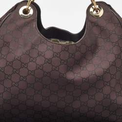Gucci Dark Brown GG Nylon and Leather Colbert Hobo