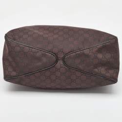 Gucci Dark Brown GG Nylon and Leather Colbert Hobo