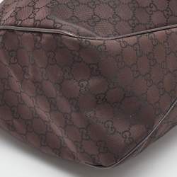 Gucci Dark Brown GG Nylon and Leather Colbert Hobo