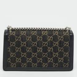 Pre Owned Gucci Black GG Denim Small Dionysus Shoulder Bag