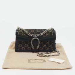 Pre Owned Gucci Black GG Denim Small Dionysus Shoulder Bag