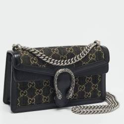 Pre Owned Gucci Black GG Denim Small Dionysus Shoulder Bag