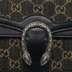 Pre Owned Gucci Black GG Denim Small Dionysus Shoulder Bag