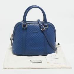 Pre Owned Gucci Blue Microguccissima Leather Medium Nice Dome Satchel
