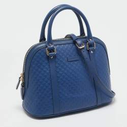 Pre Owned Gucci Blue Microguccissima Leather Medium Nice Dome Satchel