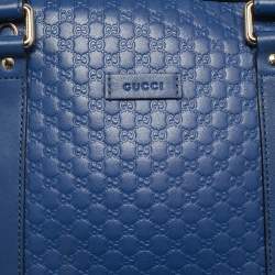Pre Owned Gucci Blue Microguccissima Leather Medium Nice Dome Satchel