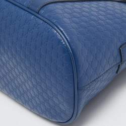 Pre Owned Gucci Blue Microguccissima Leather Medium Nice Dome Satchel