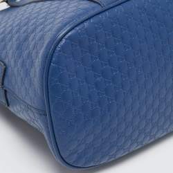 Pre Owned Gucci Blue Microguccissima Leather Medium Nice Dome Satchel