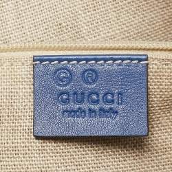 Pre Owned Gucci Blue Microguccissima Leather Medium Nice Dome Satchel