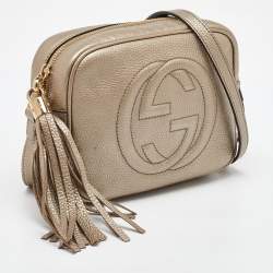Pre Owned Gucci Metallic Leather Small Soho Disco Crossbody Bag