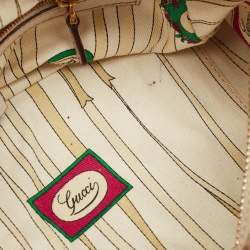 Pre Owned Gucci White/Beige GG Canvas and Leather Wave Boston Bag