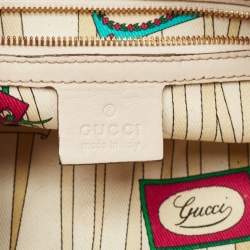 Pre Owned Gucci White/Beige GG Canvas and Leather Wave Boston Bag
