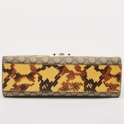 Gucci Yellow/Beige GG Supreme Canvas and Python Medium Padlock Shoulder Bag