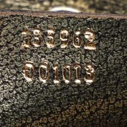Pre Owned Gucci Beige/Metallic Green Canvas and Leather Bamboo Ring Tote