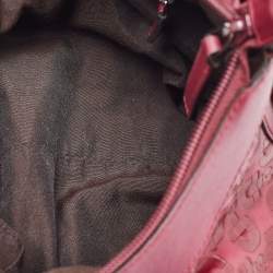 Pre Owned Gucci Dark Red Embossed Horsebit Leather Hobo