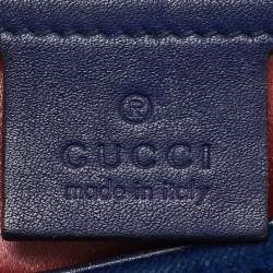 Pre Owned Gucci Navy Blue Matelassé Velvet and Leather Small GG Marmont Shoulder Bag